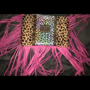 NWT Upcycled LV Leopard Fringe Crossbody